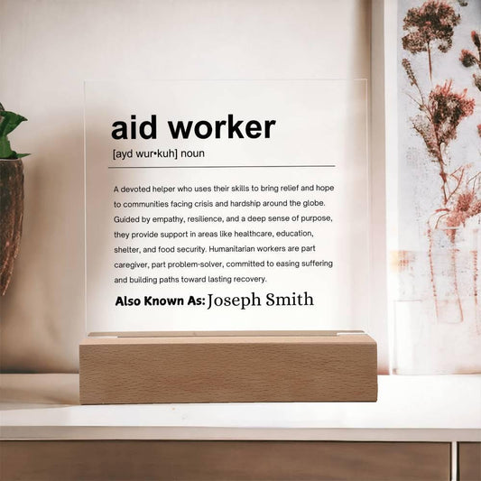 Aid Worker Gift Personalized Definition Acrylic Plaque – Social Worker – view 2