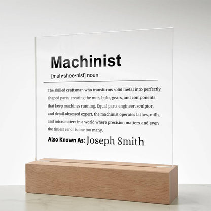 Machinist Gift Personalized Definition Acrylic Plaque – view 7