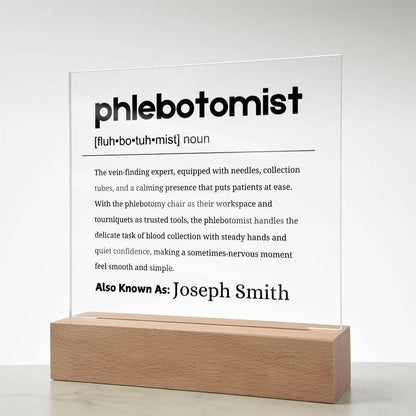 Phlebotomist Gift Personalized Definition Acrylic Plaque – view 7