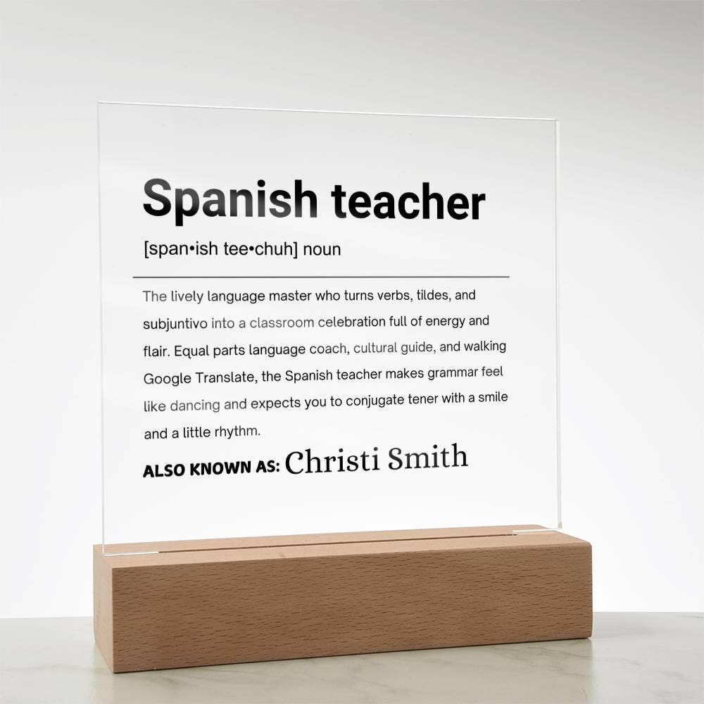 Spanish Teacher Gift Personalized Definition Acrylic Plaque – view 8
