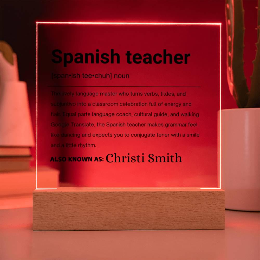 Spanish Teacher Gift Personalized Definition Acrylic Plaque – view 10