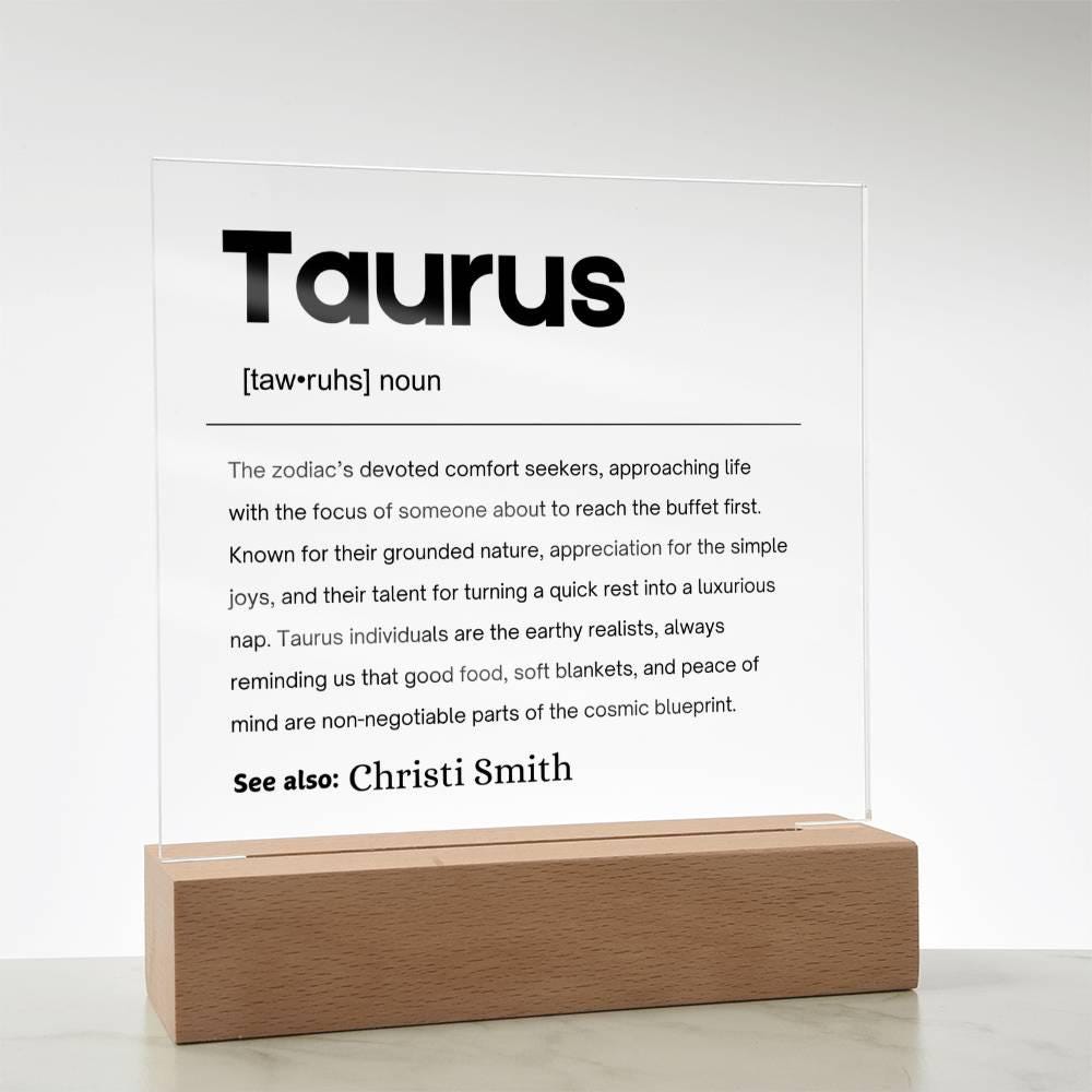 Taurus Zodiac Personalized Definition Acrylic Plaque – Gift for Taurus – view 8