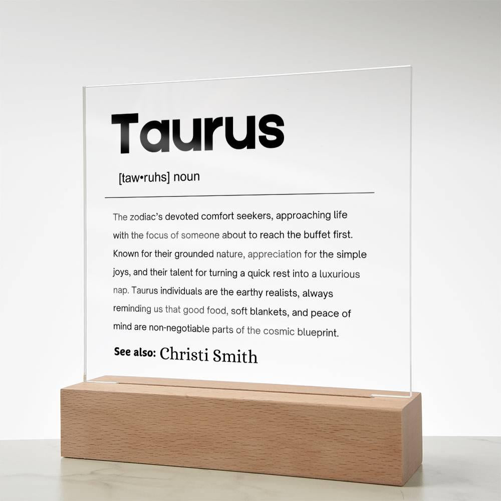 Taurus Zodiac Personalized Definition Acrylic Plaque – Gift for Taurus – view 7