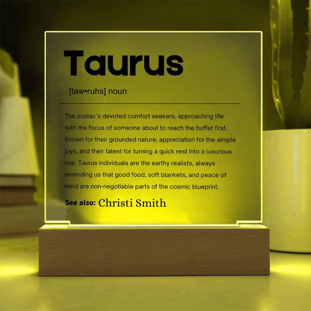 Taurus Zodiac Personalized Definition Acrylic Plaque – Gift for Taurus – view 4