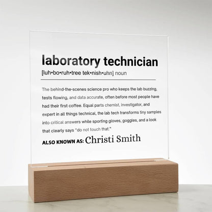 Laboratory Technician Gift Personalized Definition Acrylic Plaque – view 8