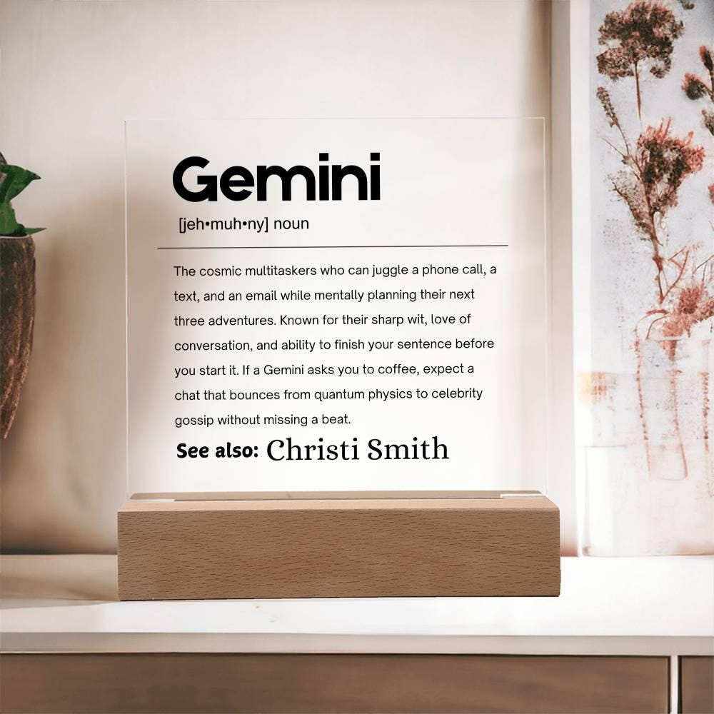 Gemini Zodiac Personalized Definition Acrylic Plaque – Gift for Gemini – view 2