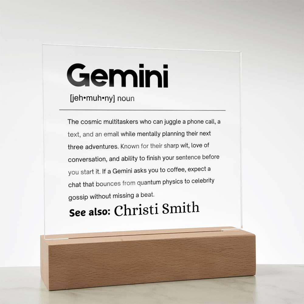 Gemini Zodiac Personalized Definition Acrylic Plaque – Gift for Gemini – view 8