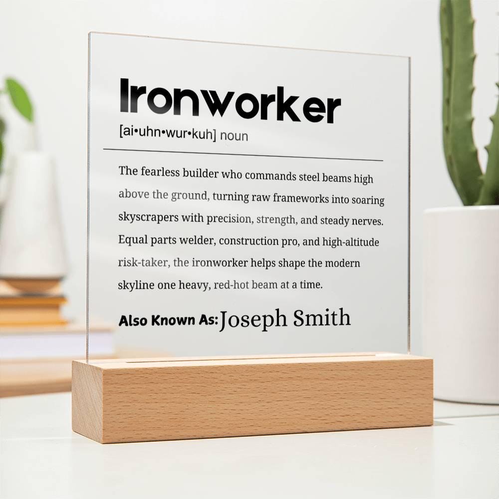 Ironworker Gift Personalized Definition Acrylic Plaque