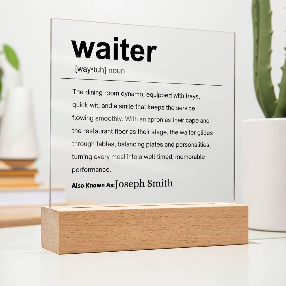Waiter Gift Personalized Definition Acrylic Plaque – Gifts for Waiter – view 2