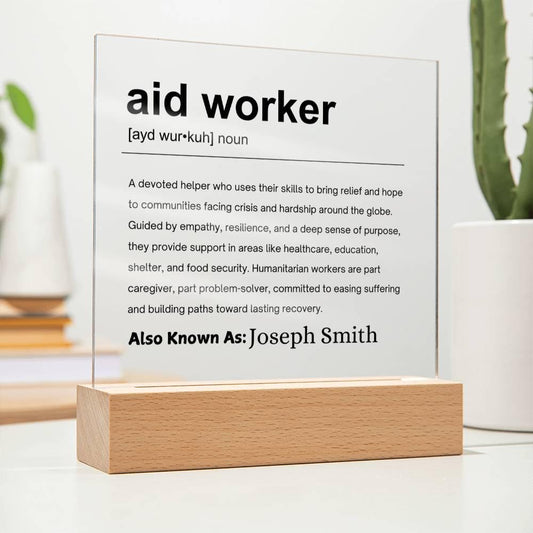 Aid Worker Gift Personalized Definition Acrylic Plaque – Social Worker