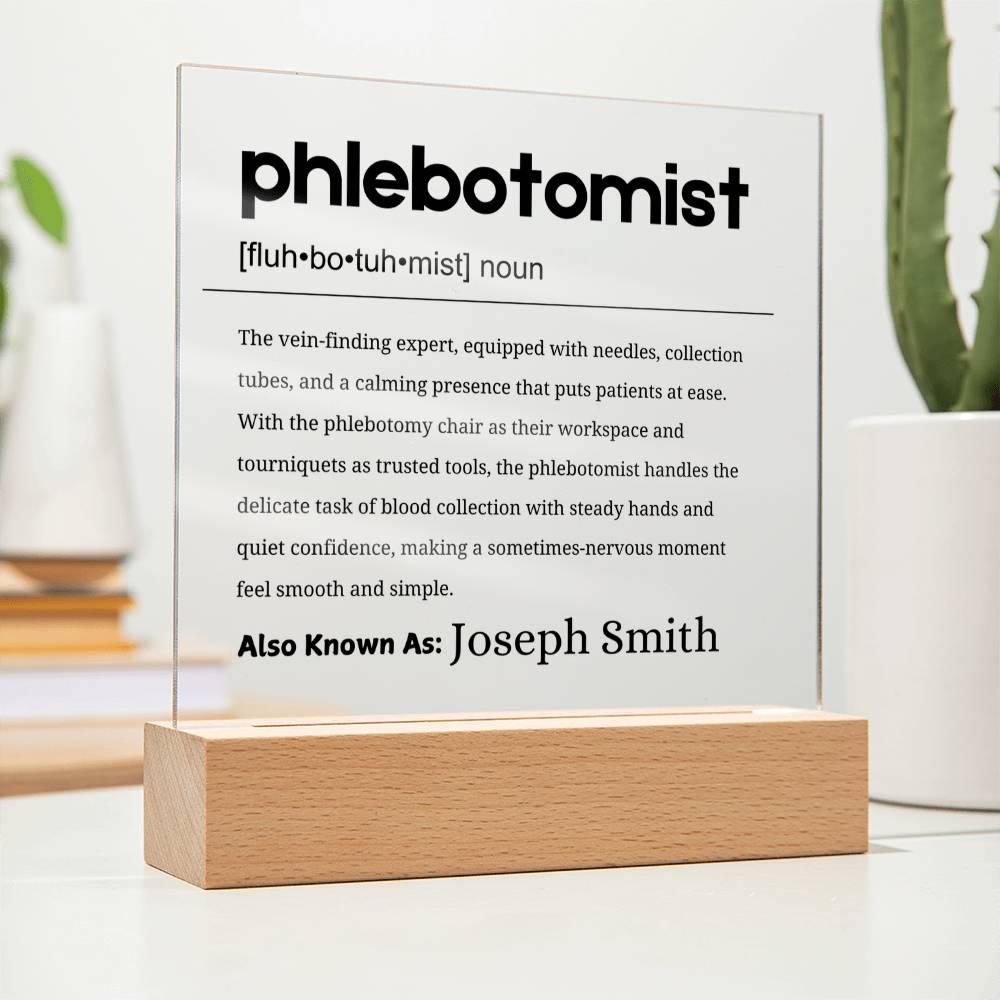 Phlebotomist Gift Personalized Definition Acrylic Plaque