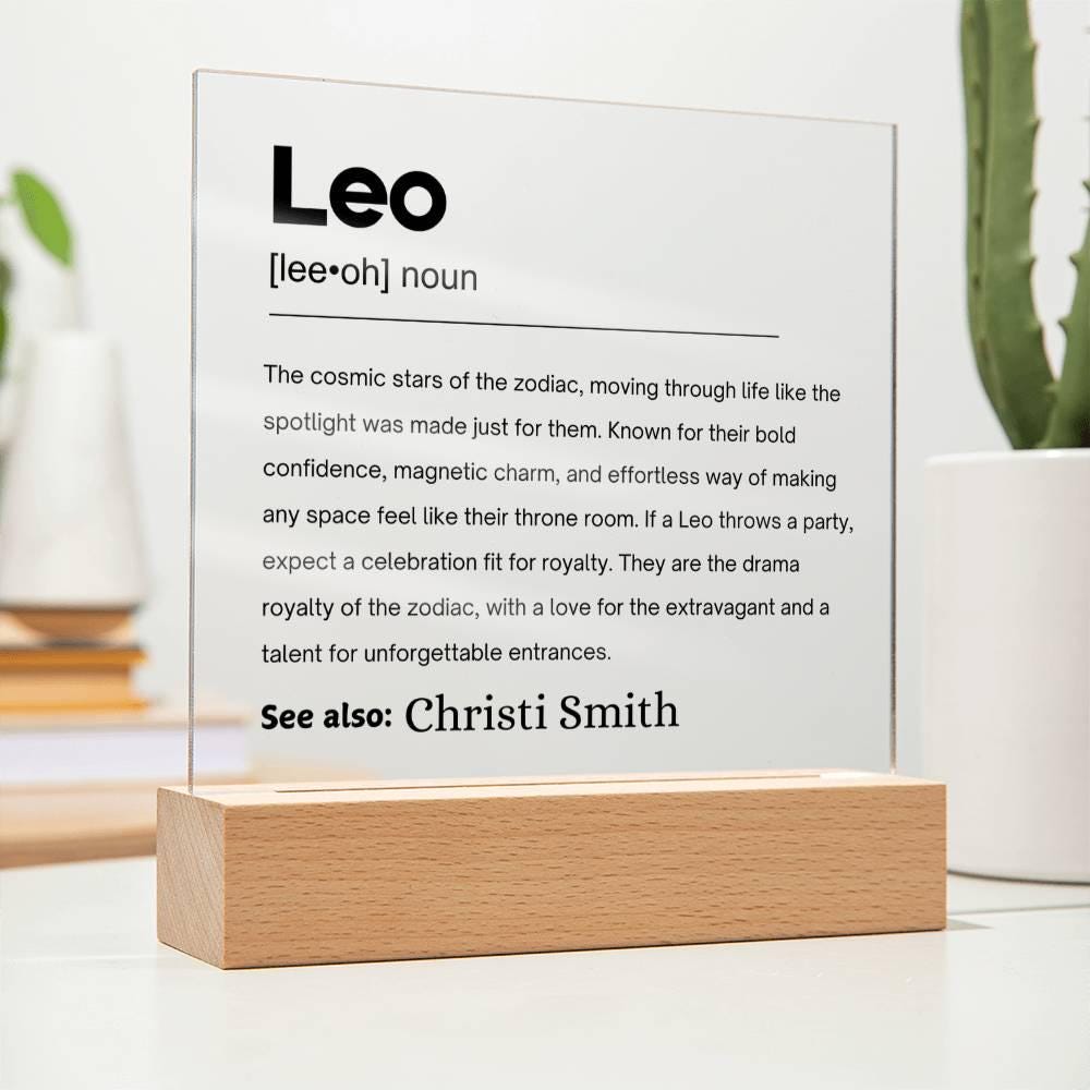 Leo Zodiac Personalized Definition Acrylic Plaque – Gift for Leo