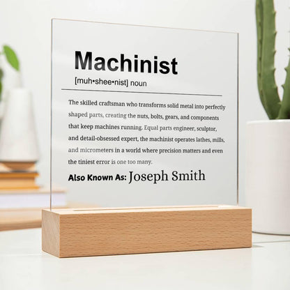 Machinist Gift Personalized Definition Acrylic Plaque