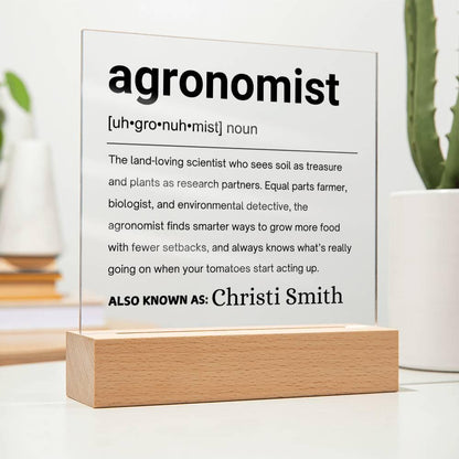 Agronomist Gift Personalized Definition Acrylic Plaque