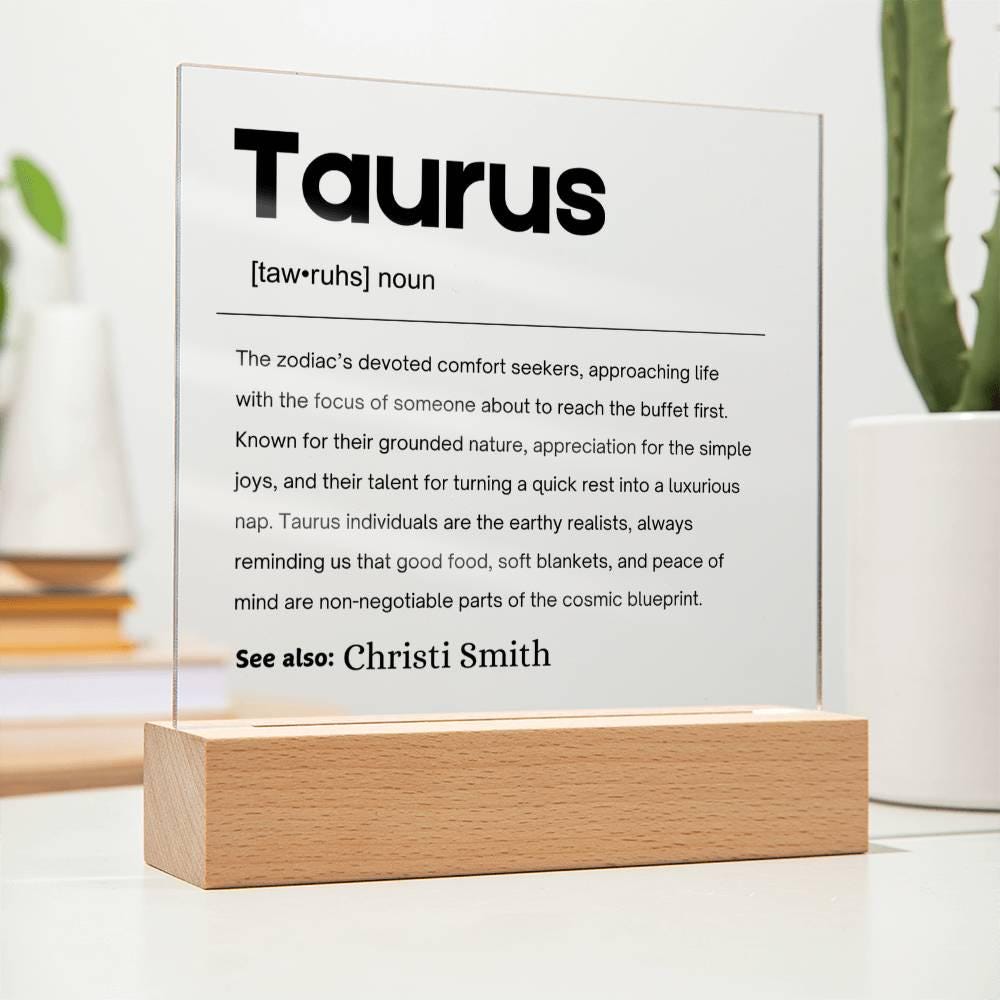 Taurus Zodiac Personalized Definition Acrylic Plaque – Gift for Taurus