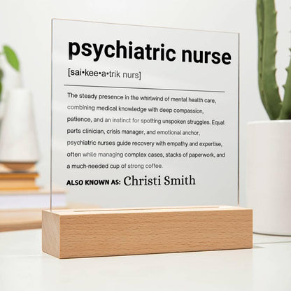 Psychiatric Nurse Gift Personalized Definition Acrylic Plaque