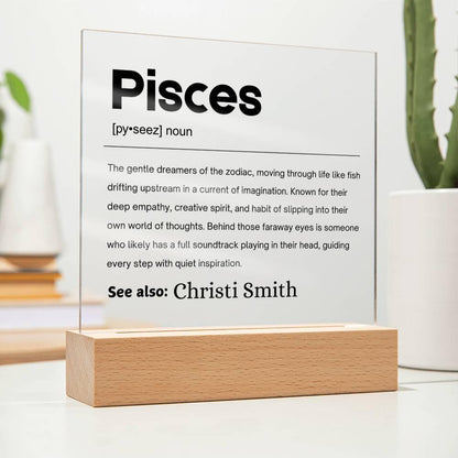 Pisces Zodiac Personalized Definition Acrylic Plaque