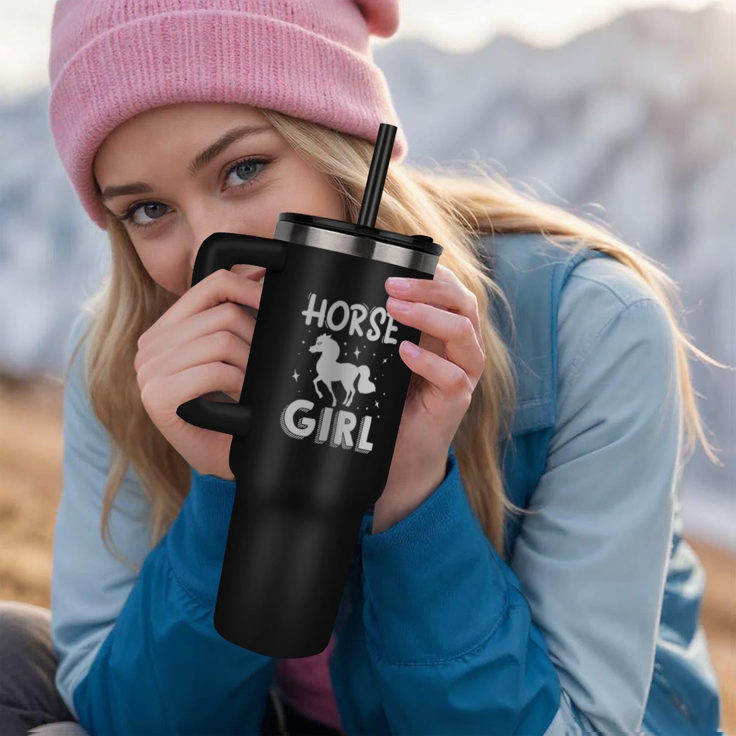 Horse Girl 40 Oz Leaser Printed Stainless Steel Tumbler