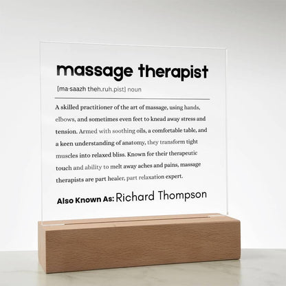 Massage Therapist Definition Personalized Plaque – view 8