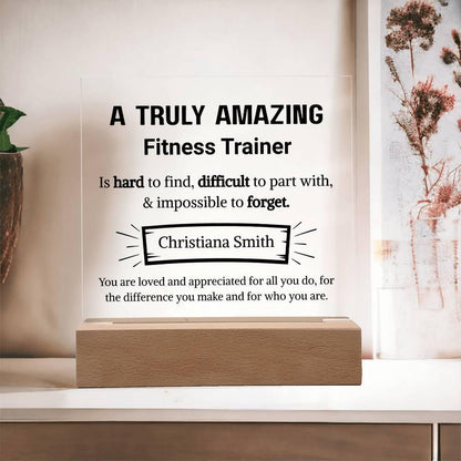 Fitness Trainer Appreciation Personalized LED Acrylic Plaque – view 2