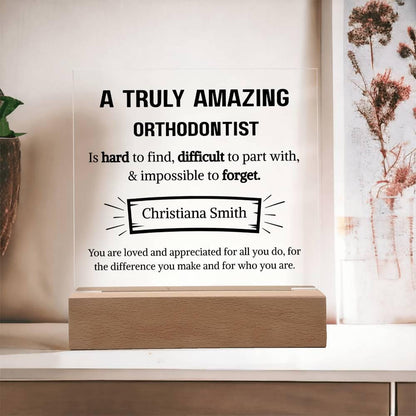 Orthodontist Appreciation Personalized Square Acrylic Plaque – view 2
