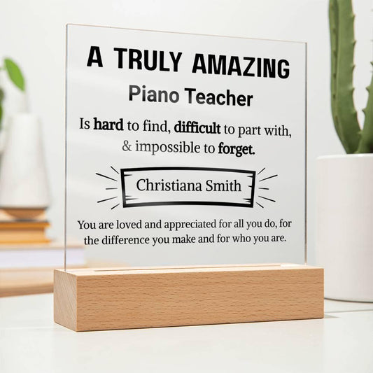Piano Teacher Appreciation Personalized Acrylic Plaque – Christmas – view 2