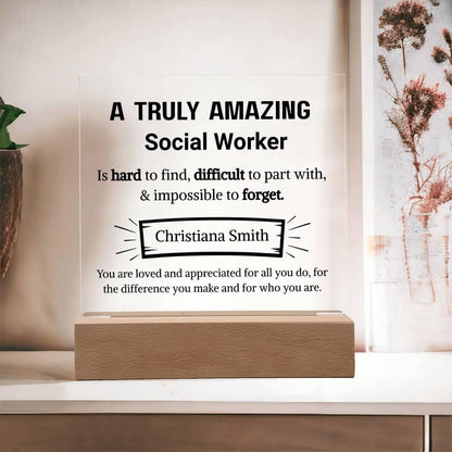 Social Worker Appreciation Personalized LED Plaque – Social Work Month – view 2