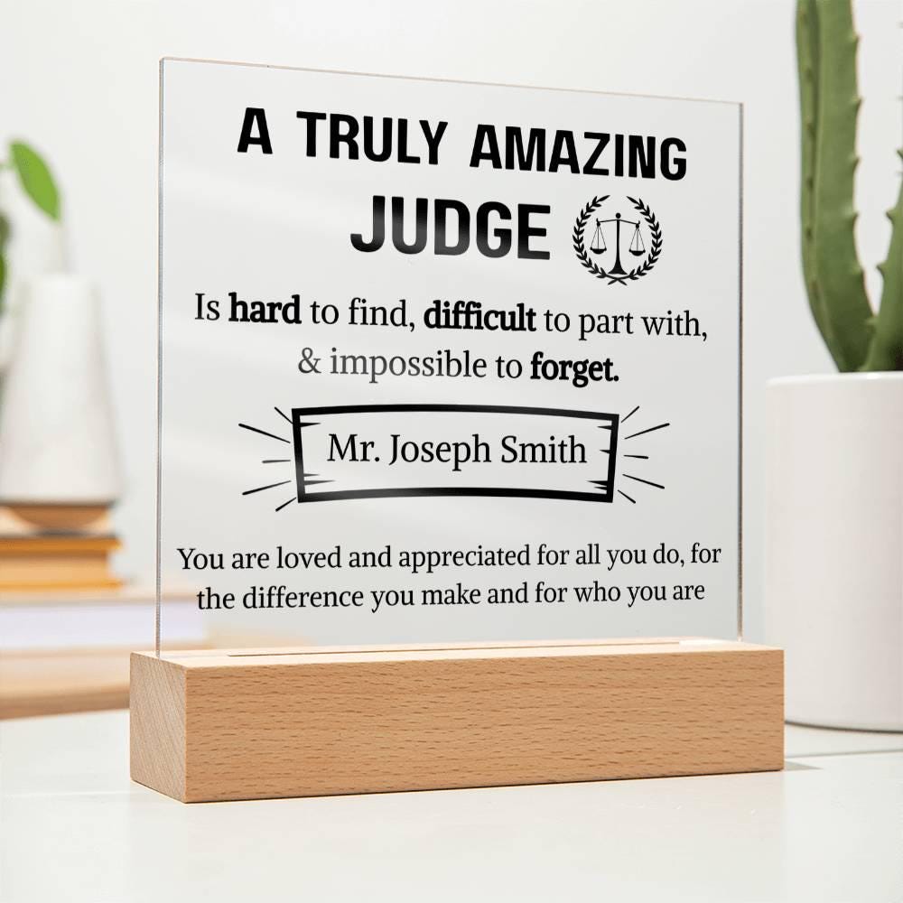 Judge Appreciation Personalized Acrylic Plaque – Gift for Judge – view 2