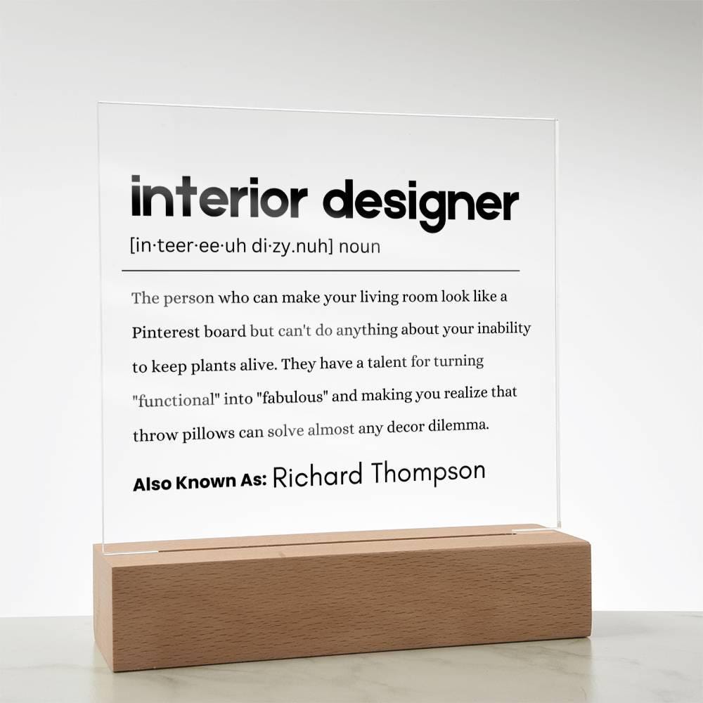 Interior Designer Gift Personalized Definition Acrylic Plaque – view 9