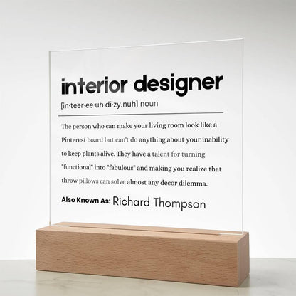 Interior Designer Gift Personalized Definition Acrylic Plaque – view 8