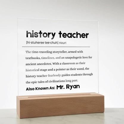 History Teacher Gift Personalized Definition Acrylic Plaque – view 9