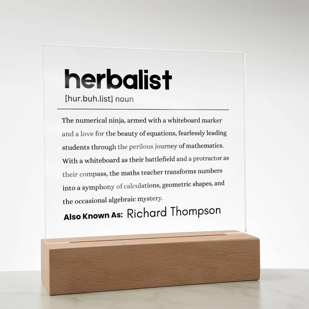 Herbalist Gift Personalized Definition Acrylic Plaque – Gift – view 2