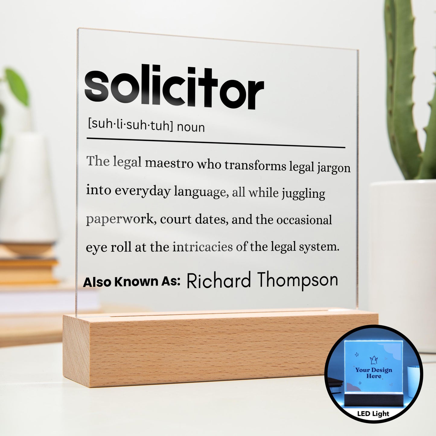 Solicitor Gift Definition Plaque – Gift for Solicitor – Law School – view 2