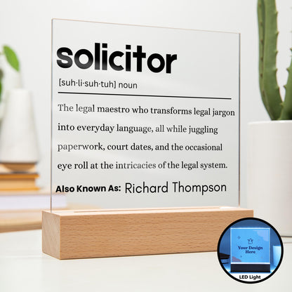 Solicitor Gift Definition Plaque – Gift for Solicitor – Law School – view 2