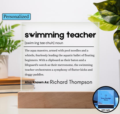Swimming Teacher Gift Personalized Definition Acrylic Plaque – Gift