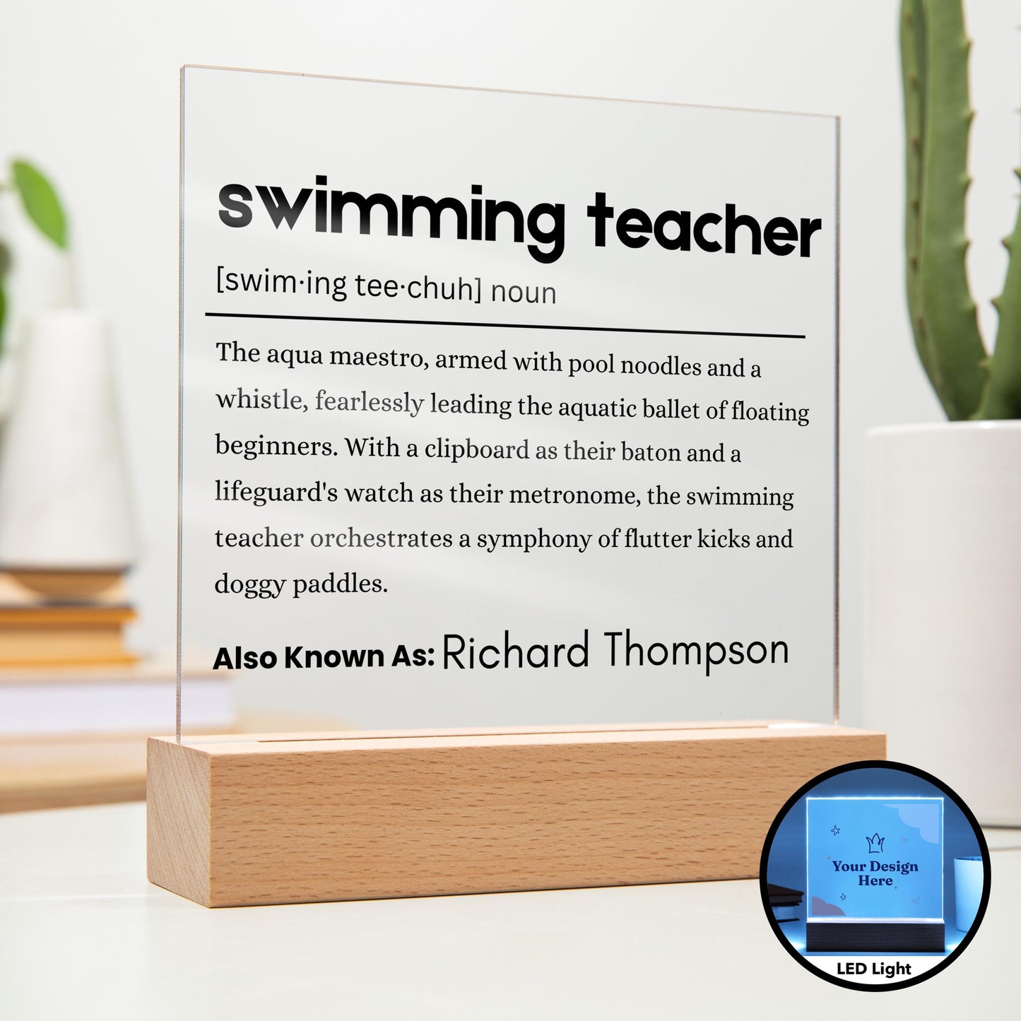 Swimming Teacher Gift Personalized Definition Acrylic Plaque – Gift – view 2