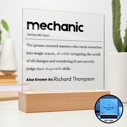 Mechanic Gift Personalized Definition Acrylic Plaque – Custom Mechanic