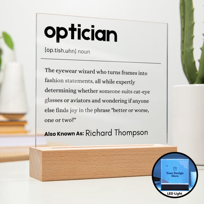 Optician Gift Personalized Definition Acrylic Plaque – Optometry Gifts – view 2