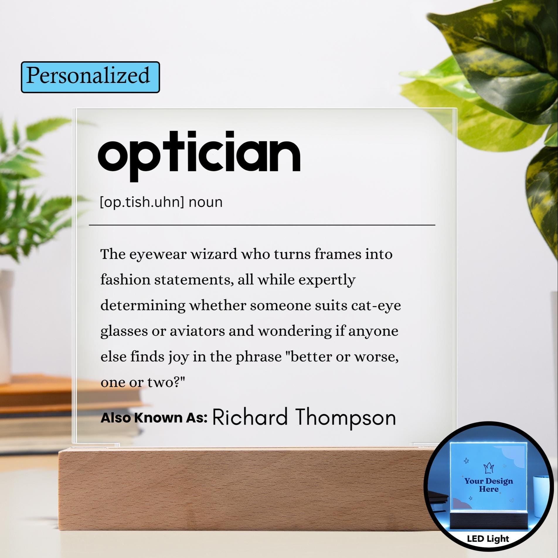 Optician Gift Personalized Definition Acrylic Plaque – Optometry Gifts