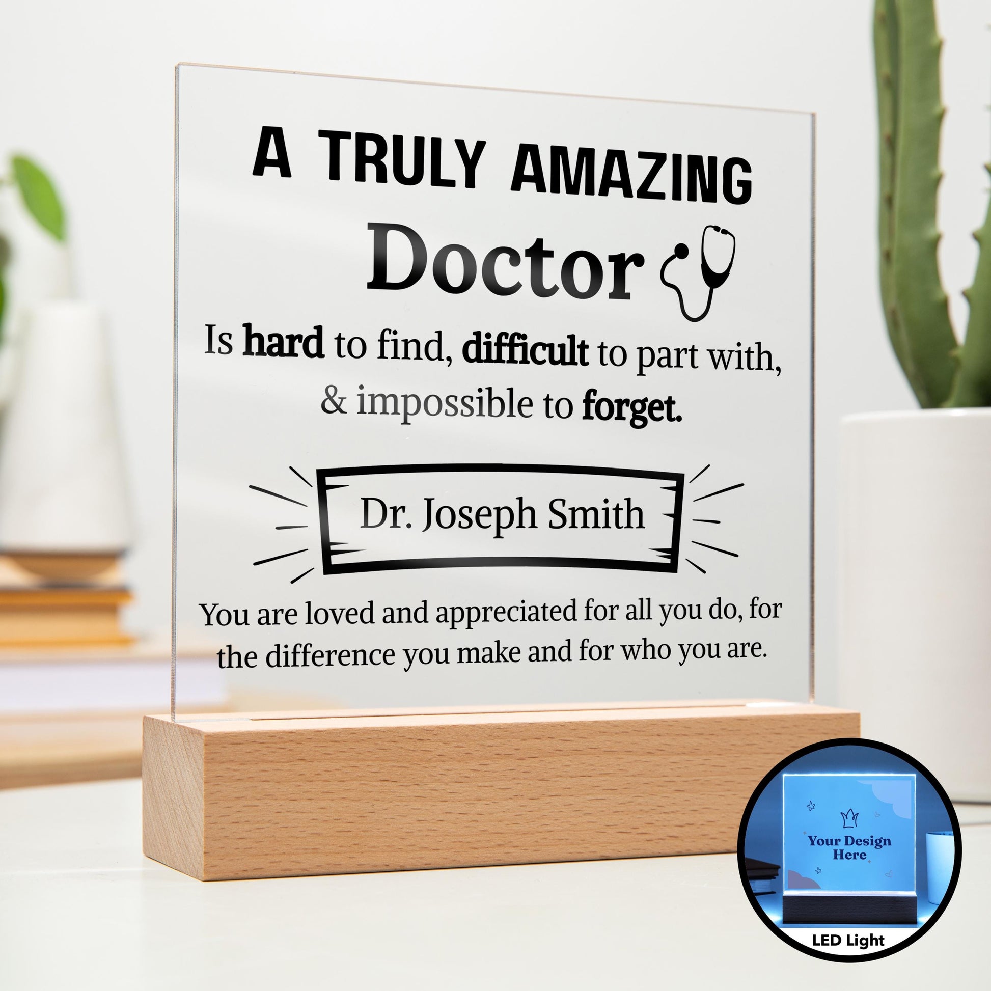 Doctor Appreciation Personalized Acrylic Plaque – Gift for Doctor