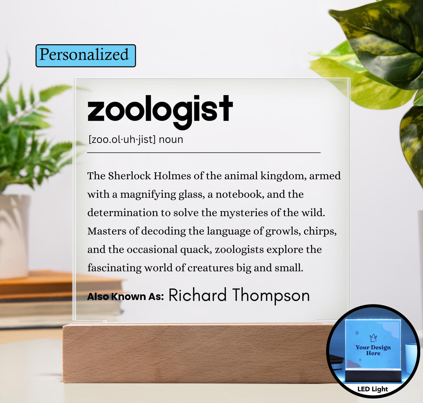 Zoologist Gift Personalized Definition Acrylic Plaque