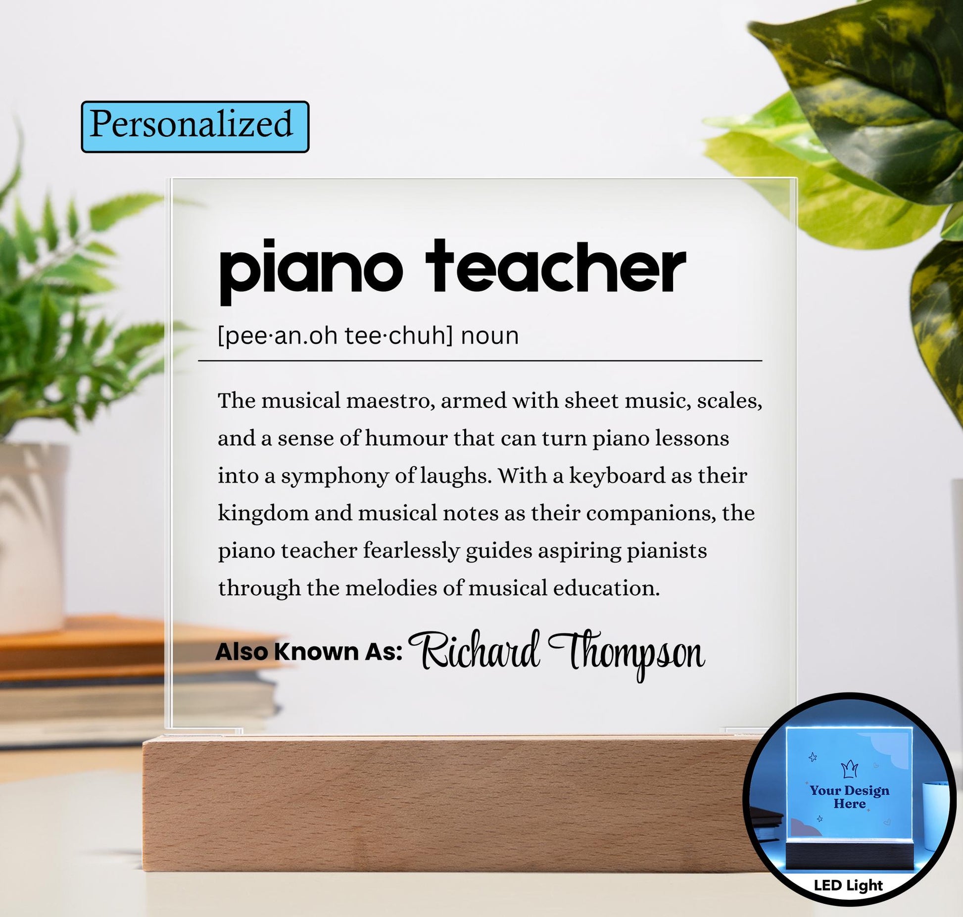 Piano Teacher Gift Personalized Definition Acrylic Plaque – view 7