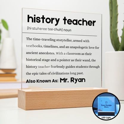 History Teacher Gift Personalized Definition Acrylic Plaque – view 8