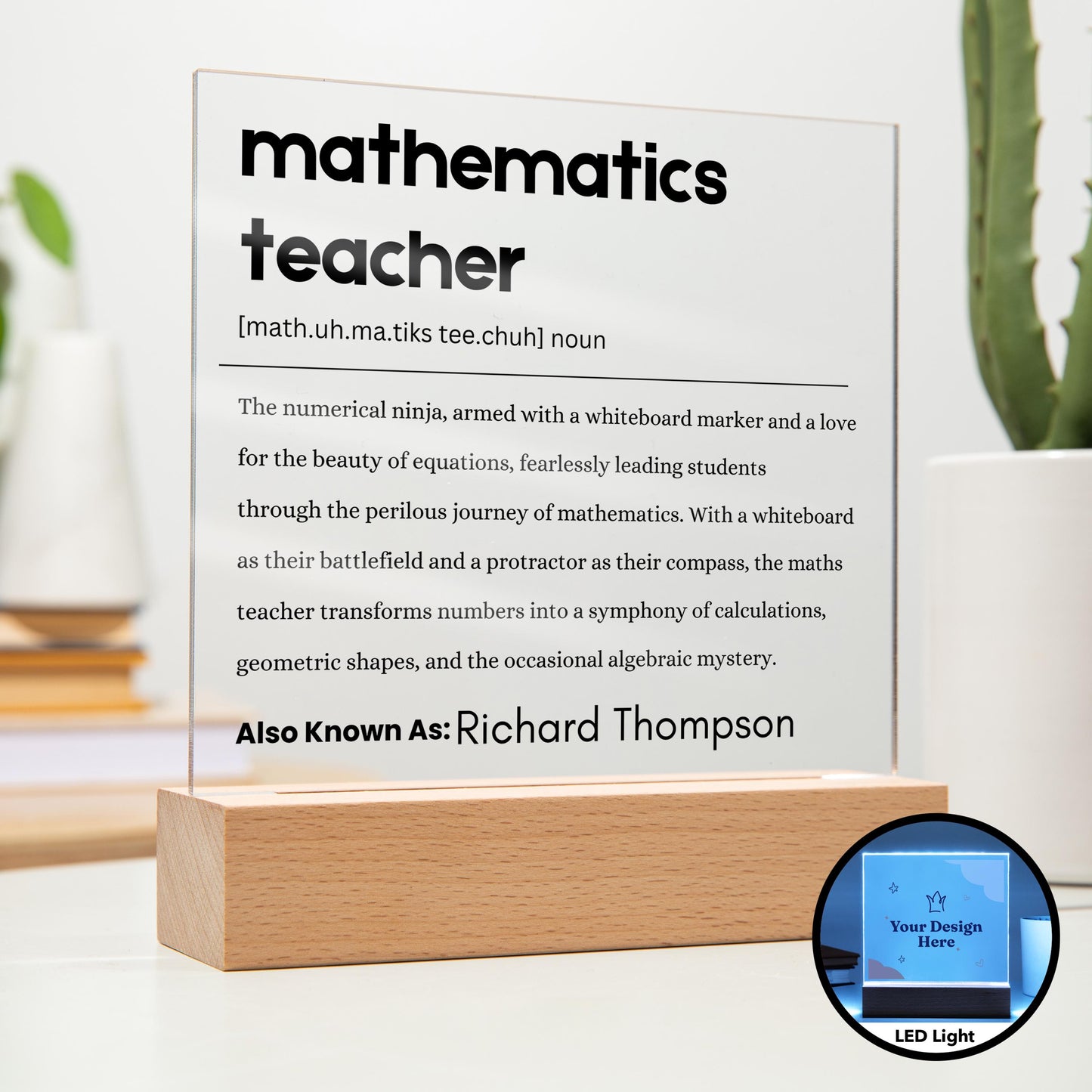 Math Teacher Gift Personalized Definition Acrylic Plaque – Gift