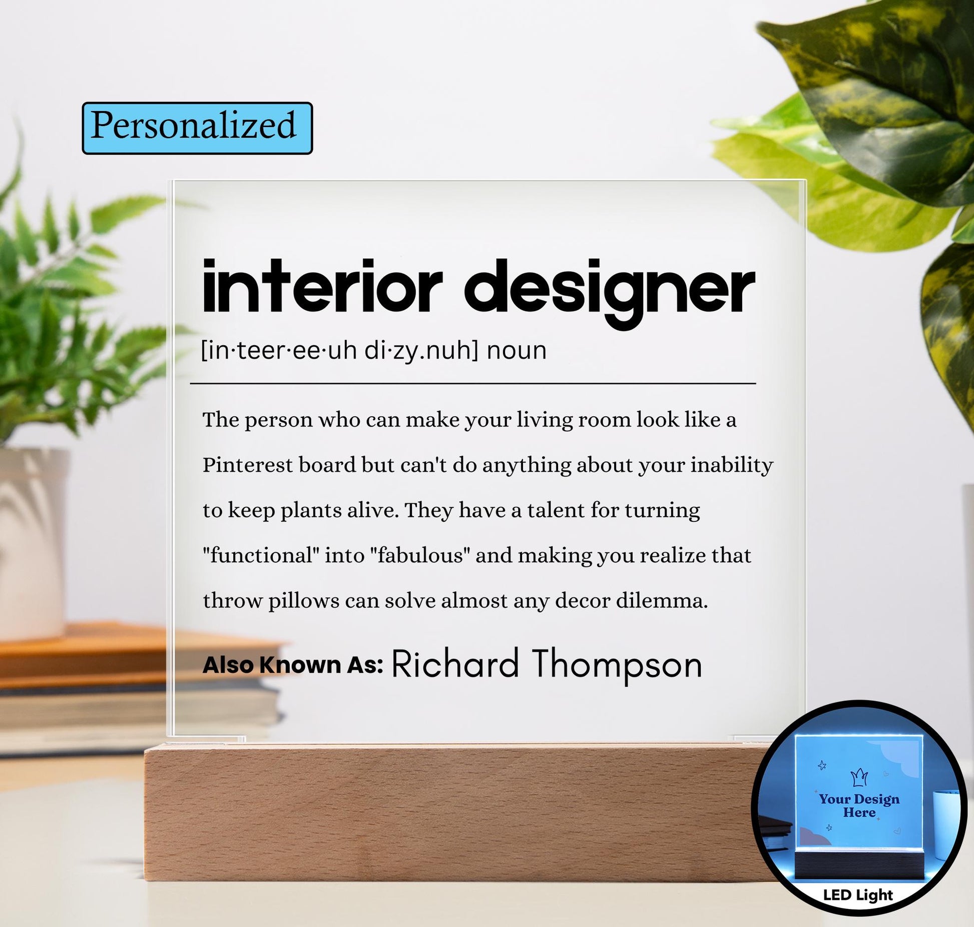 Interior Designer Gift Personalized Definition Acrylic Plaque