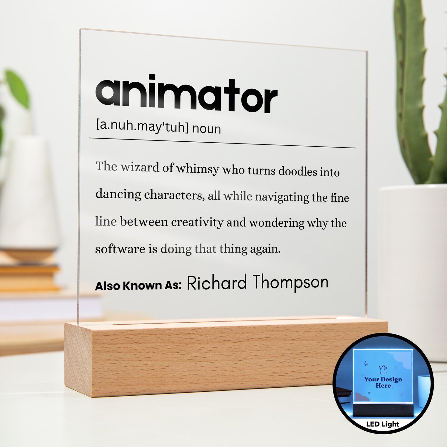 Animator Gift Personalized Definition Acrylic Plaque – Birthday Gift