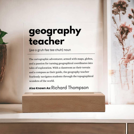 Geography Teacher Gift Personalized Definition Acrylic Plaque – view 2