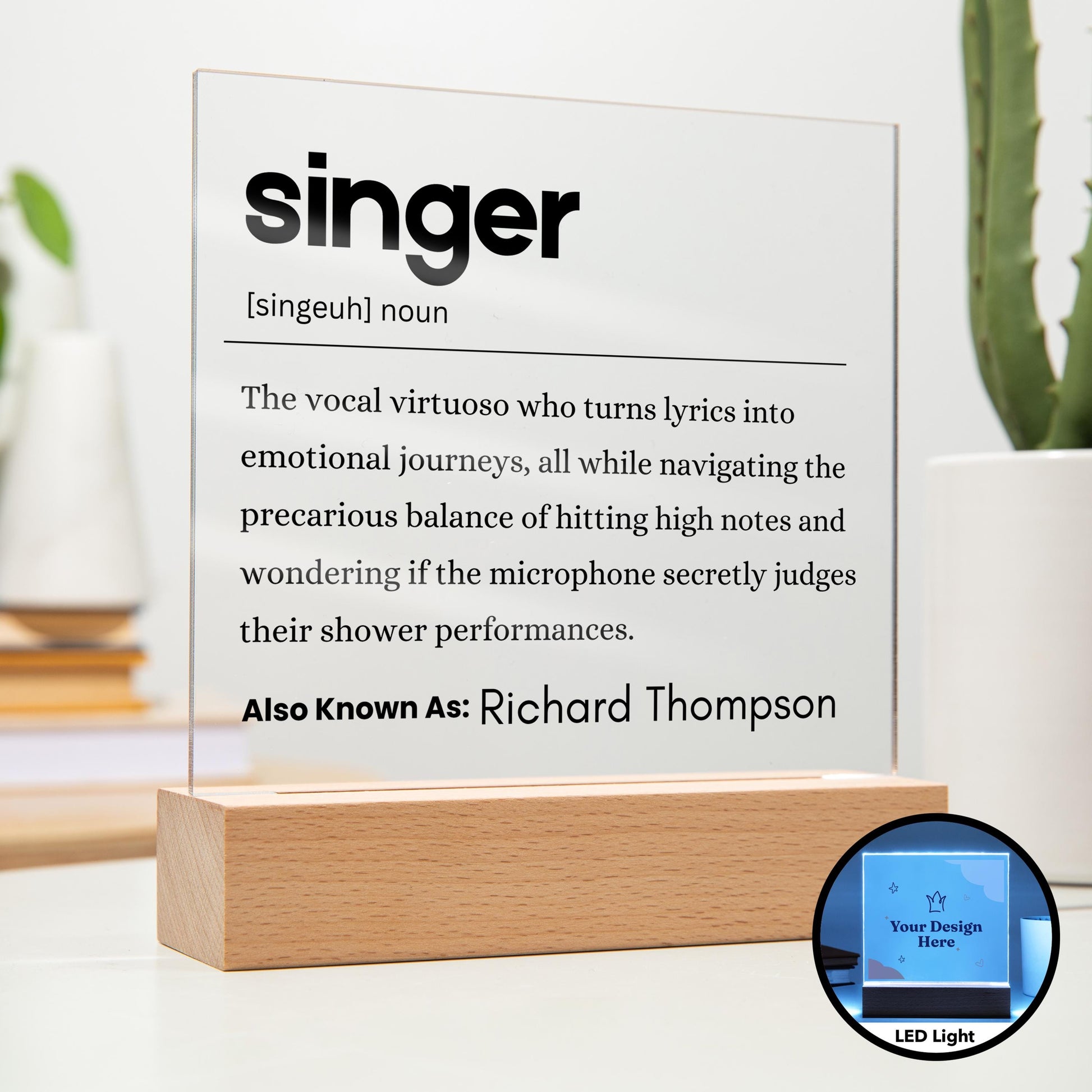 Singer Gift Personalized Definition Acrylic Plaque