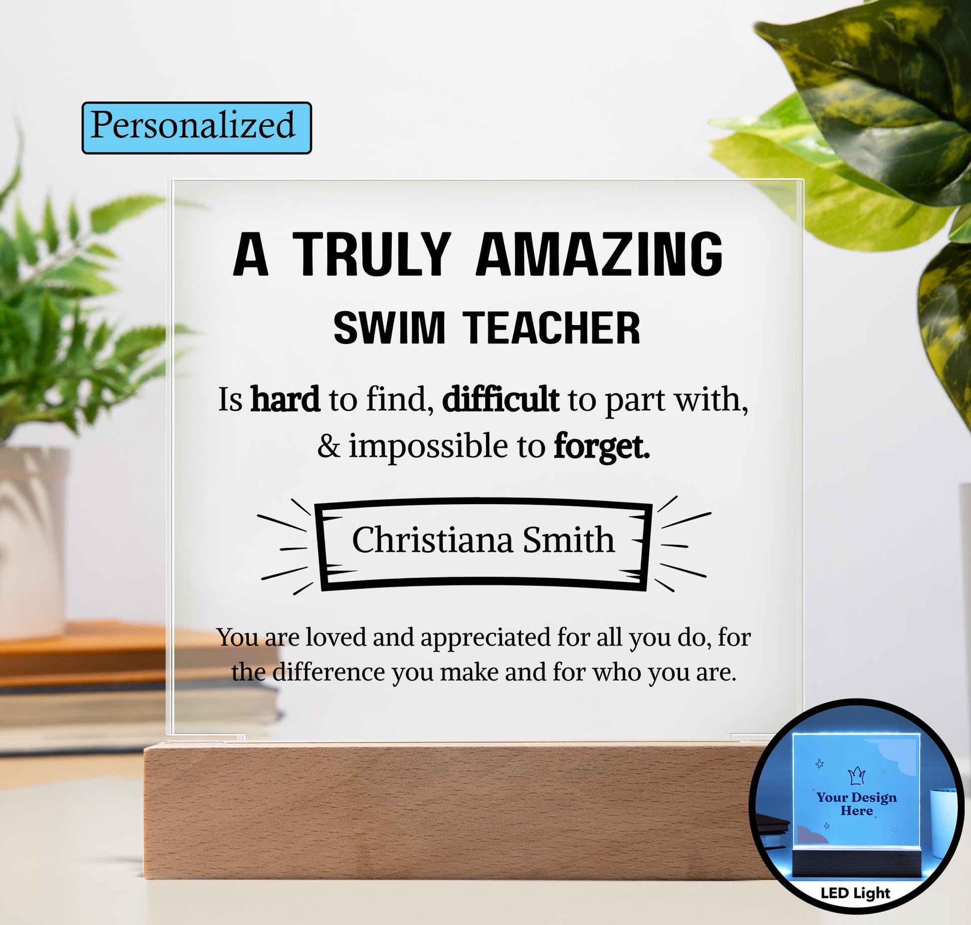 Swim Teacher Appreciation Personalized Acrylic Plaque