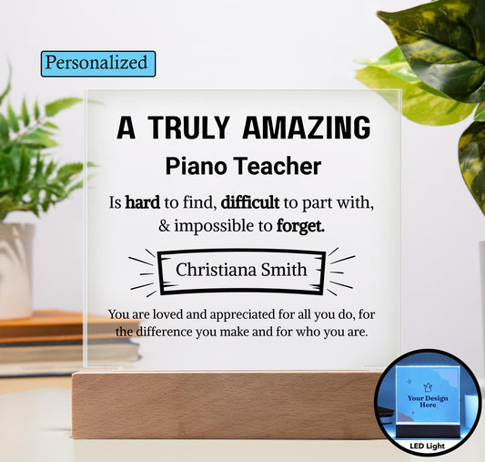 Piano Teacher Appreciation Personalized Acrylic Plaque – Christmas